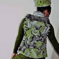 Grijs groen gemêleerde hes met bijpassend hoedje